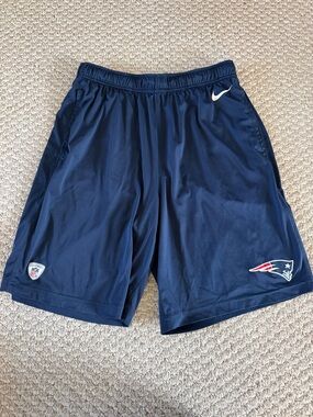 Nike Dri-Fit Navy Men's Athletic Shorts with New England Patriots Logo